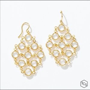 Touchstone Crystal Chanelle Bib Earrings in Gold with Box, display piece.